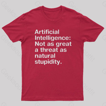 Not As Great A Threat Natural Stupidity Nerd T-Shirt Red / S