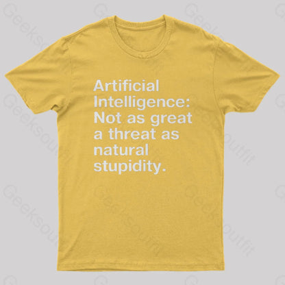 Not As Great A Threat Natural Stupidity Nerd T-Shirt Yellow / S