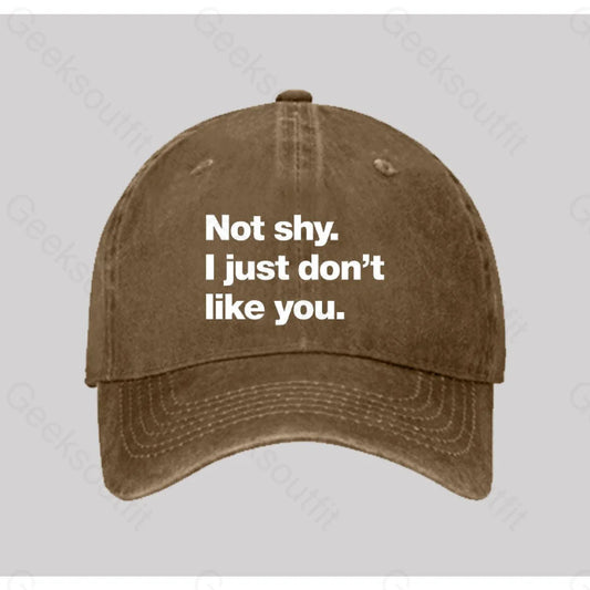 Not Shy I Just Don’t Like You Washed Vintage Baseball Cap Natural