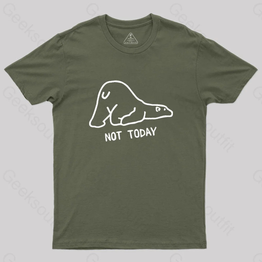 Not Today Cute Lazy Polar Bear T-Shirt Army Green / S