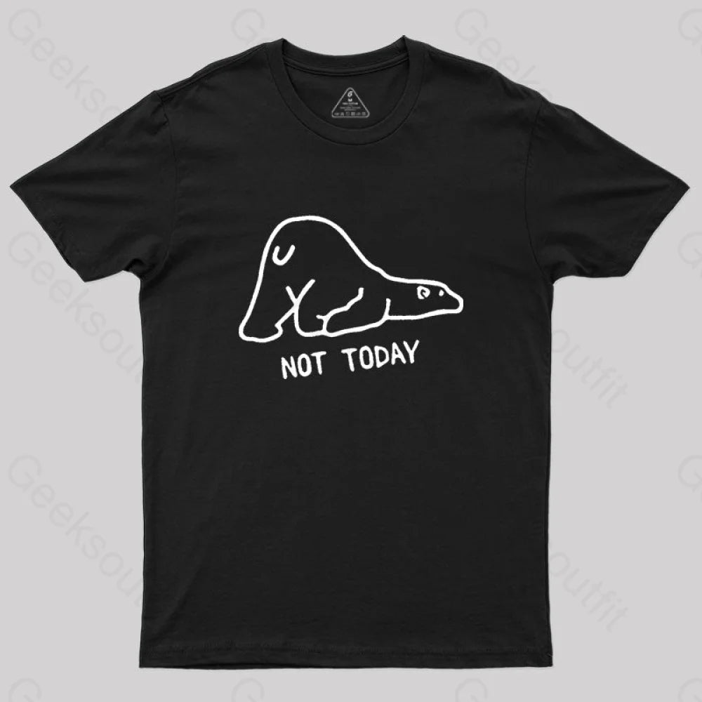 Not Today Cute Lazy Polar Bear T-Shirt Black / S