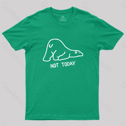 Not Today Cute Lazy Polar Bear T-Shirt Green / S