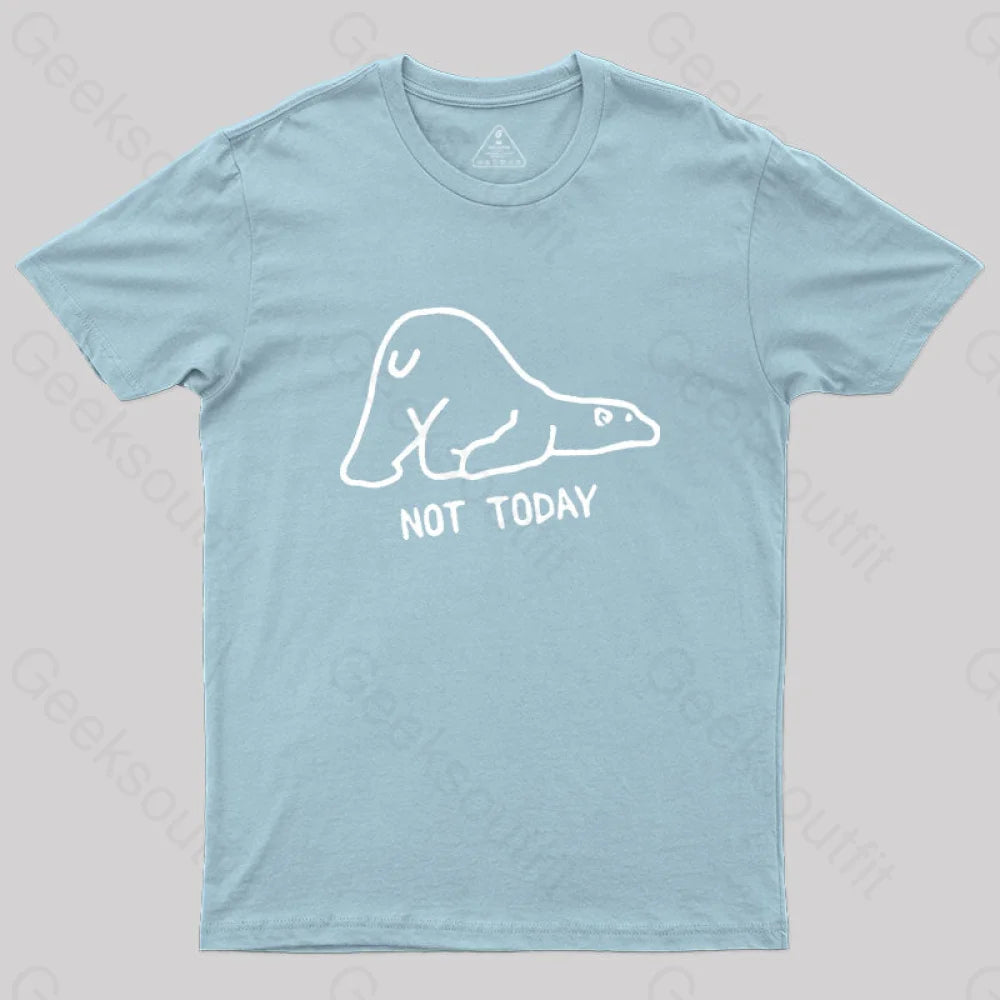 Not Today Cute Lazy Polar Bear T-Shirt Light Blue / S