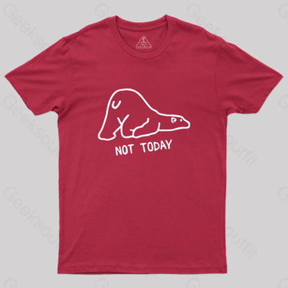 Not Today Cute Lazy Polar Bear T-Shirt Red / S