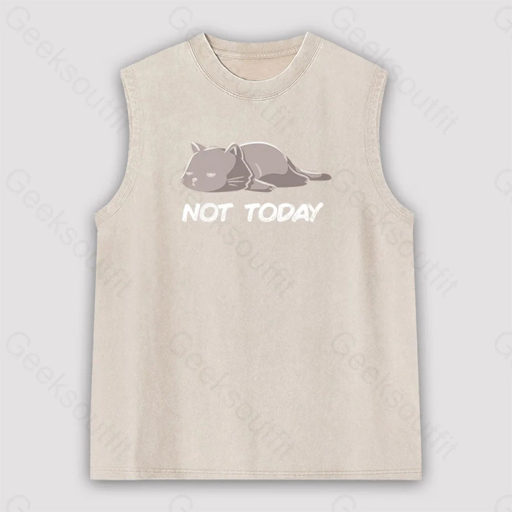 Not Today Unisex Washed Tank Apricot / S