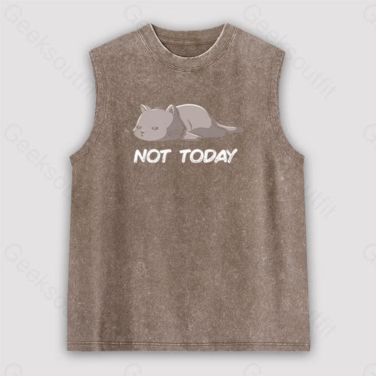 Not Today Unisex Washed Tank Brown / S