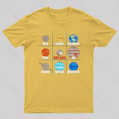 Not You Pluto Nerd T-Shirt Yellow / S