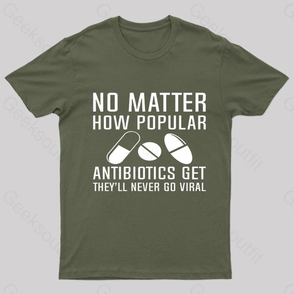 Now Matter How Popular Antibiotics Get Geek T-Shirt Army Green / S