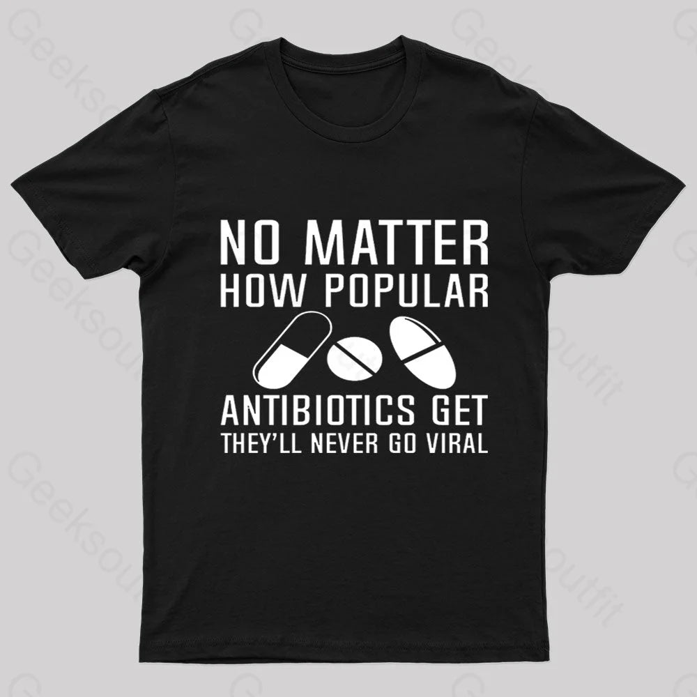 Now Matter How Popular Antibiotics Get Geek T-Shirt Black / S