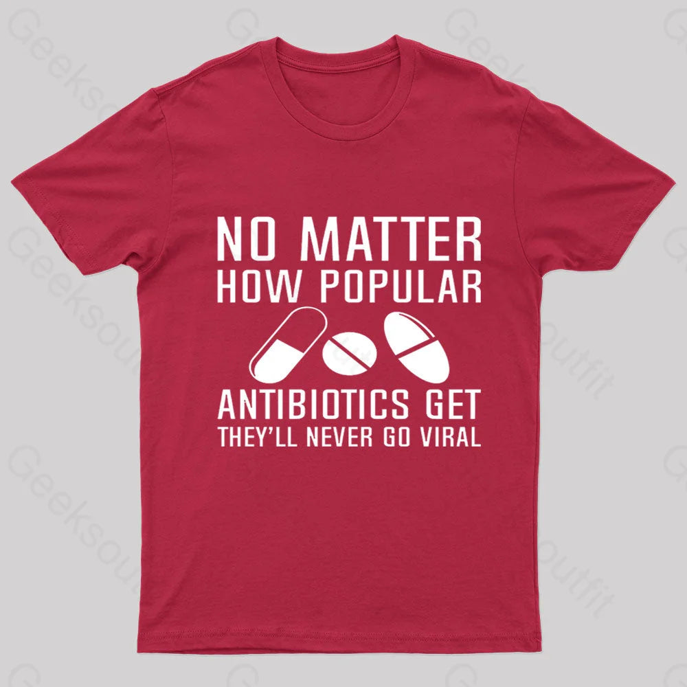 Now Matter How Popular Antibiotics Get Geek T-Shirt Red / S