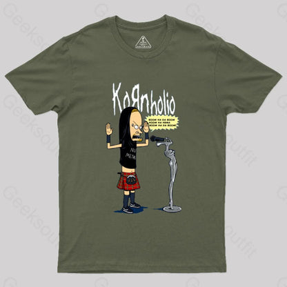 Nu Metal Rock Band Cartoon Parody T-Shirt Army Green / S