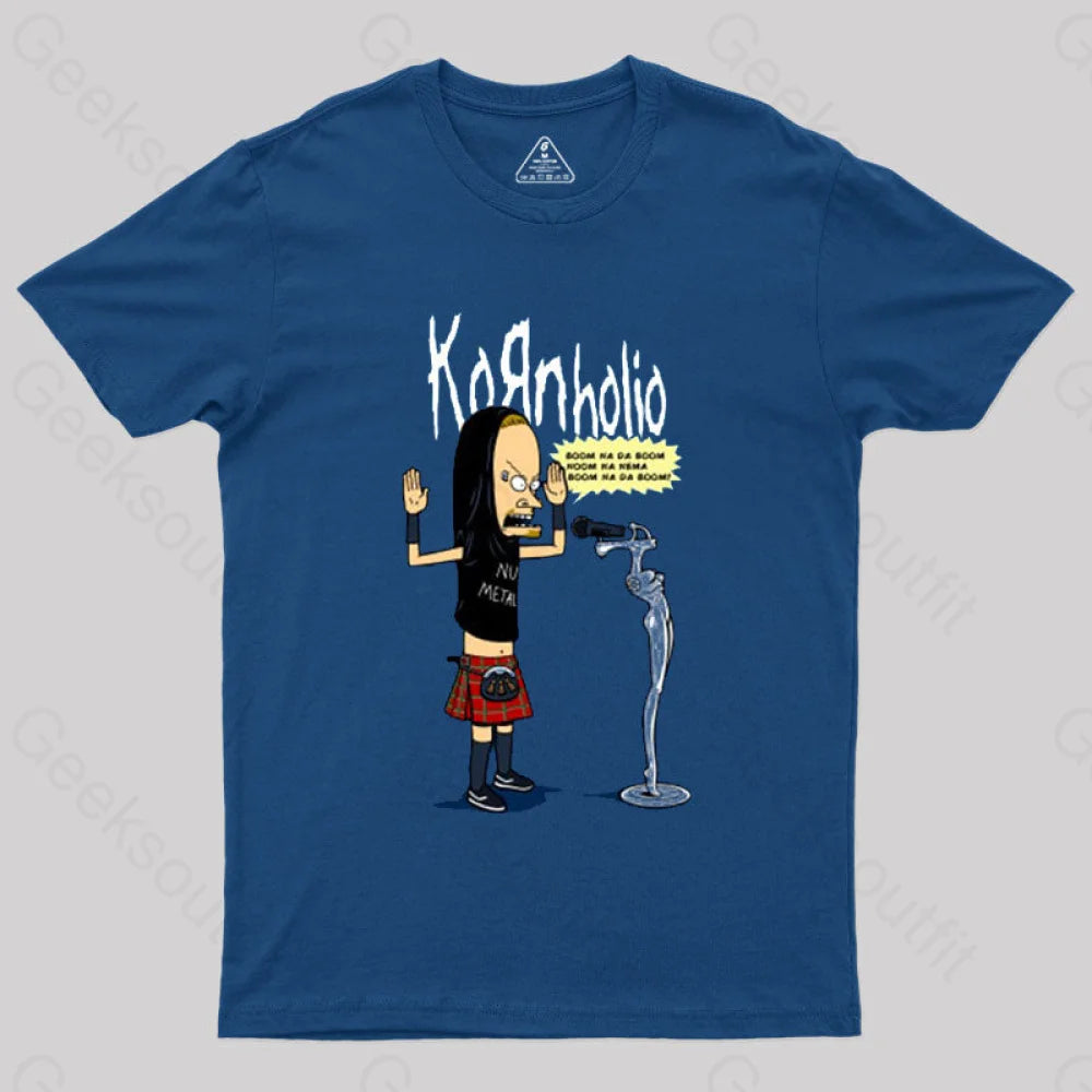 Nu Metal Rock Band Cartoon Parody T-Shirt Navy / S