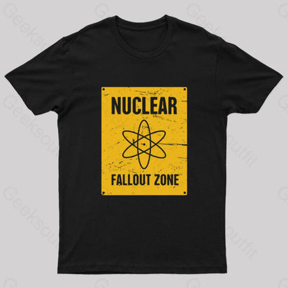 Nuclear Fallout Zone Cold War Sign Nerd T-Shirt Black / S