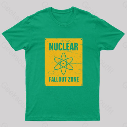 Nuclear Fallout Zone Cold War Sign Nerd T-Shirt Green / S