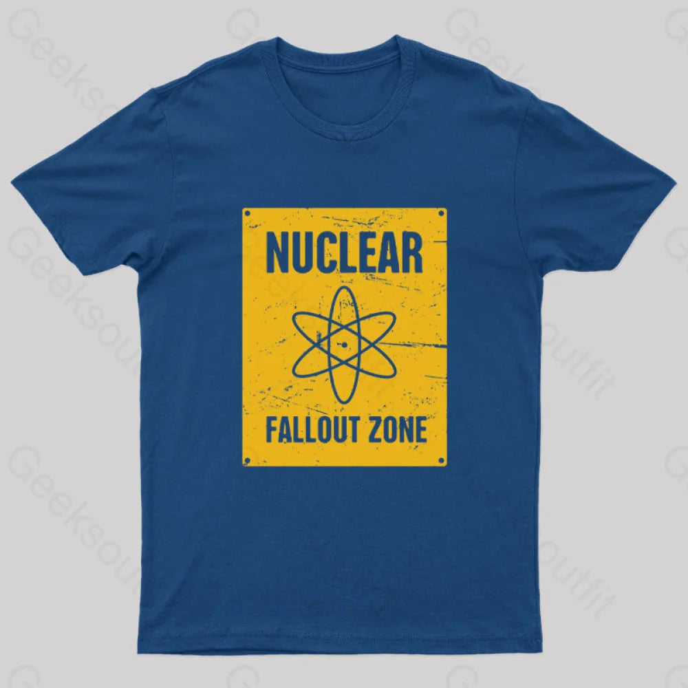 Nuclear Fallout Zone Cold War Sign Nerd T-Shirt Navy / S