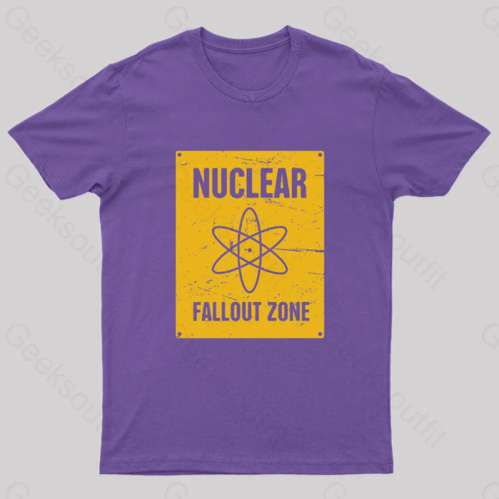 Nuclear Fallout Zone Cold War Sign Nerd T-Shirt Purple / S