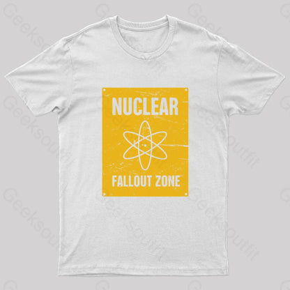 Nuclear Fallout Zone Cold War Sign Nerd T-Shirt White / S