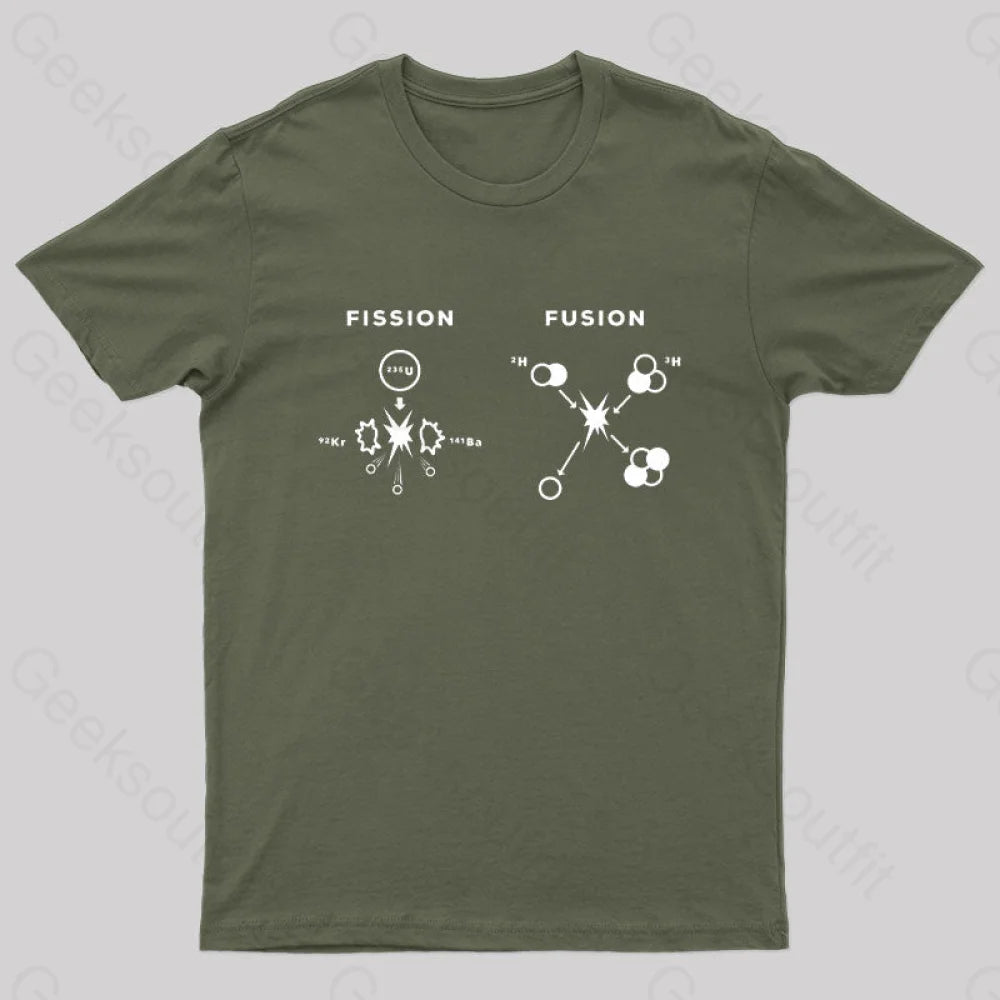 Nuclear Fusion Fission Nerd T-Shirt Army Green / S