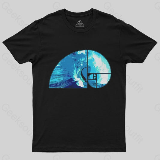 Ocean Wave Fibonacci Spiral T-Shirt - Geeksoutfit