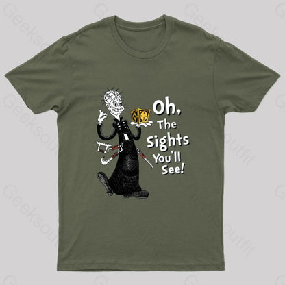 Oh The Sights You’ll See Geek T-Shirt Army Green / S