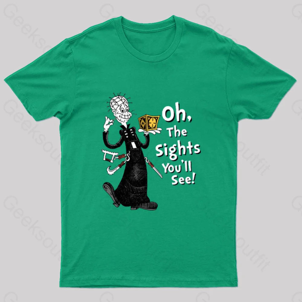 Oh The Sights You’ll See Geek T-Shirt Green / S