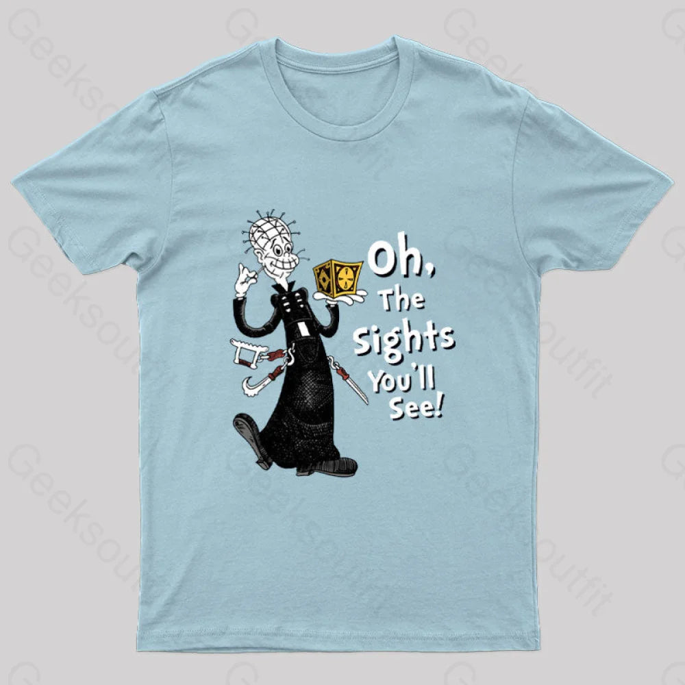 Oh The Sights You’ll See Geek T-Shirt Light Blue / S