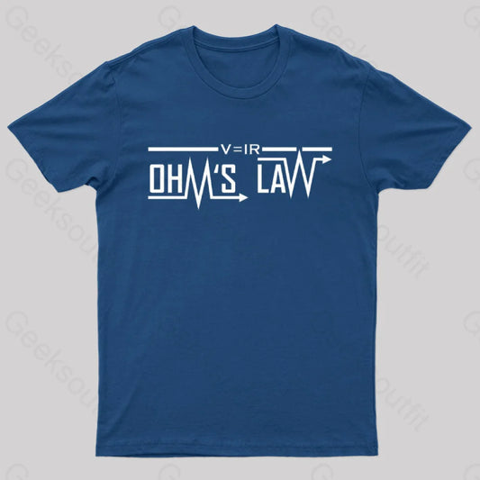 Ohm’s Law Tipografi Geek T-Shirt Navy / S