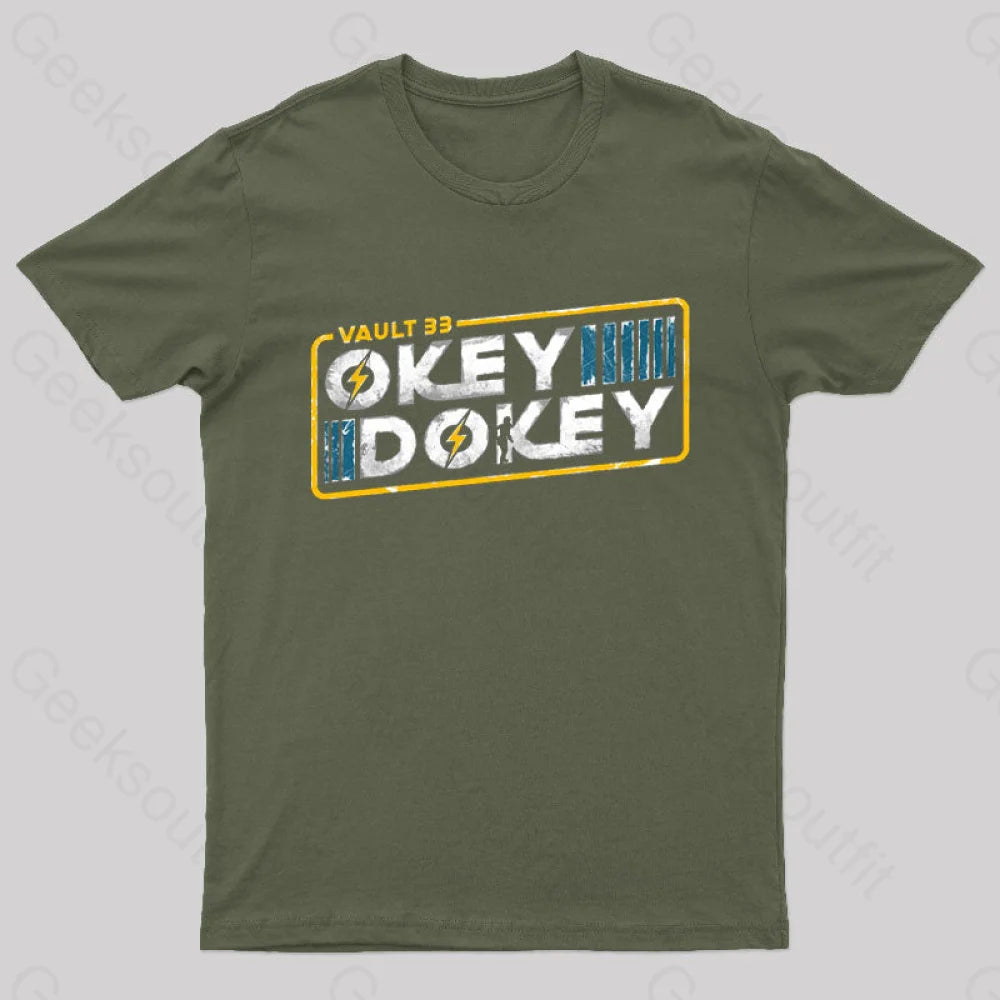 Okey Dokey Vault 33 Geek T-Shirt Army Green / S