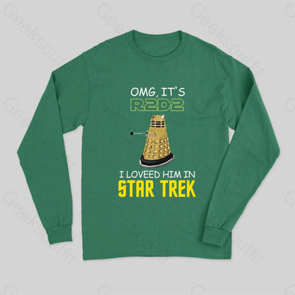 Omg It’s R-Two-D-Two Long Sleeve T-Shirt Green / S