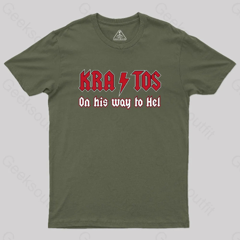 On His Way To Hel Geek T-Shirt Army Green / S