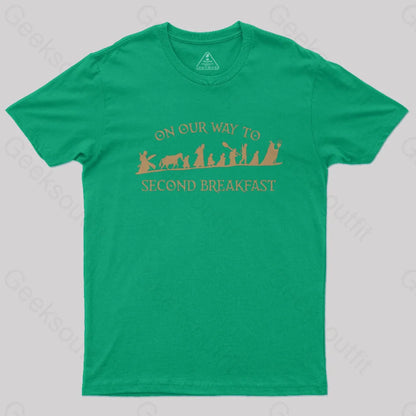 On Our Way To Second Breakfast Geek T-Shirt Green / S