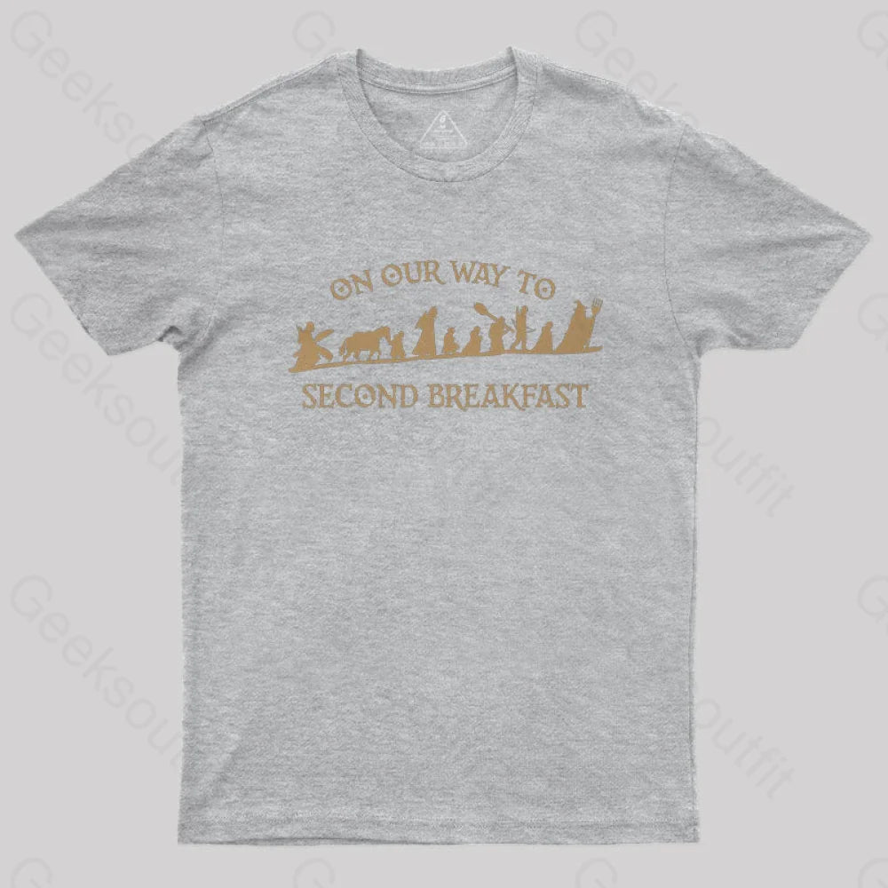 On Our Way To Second Breakfast Geek T-Shirt Grey / S