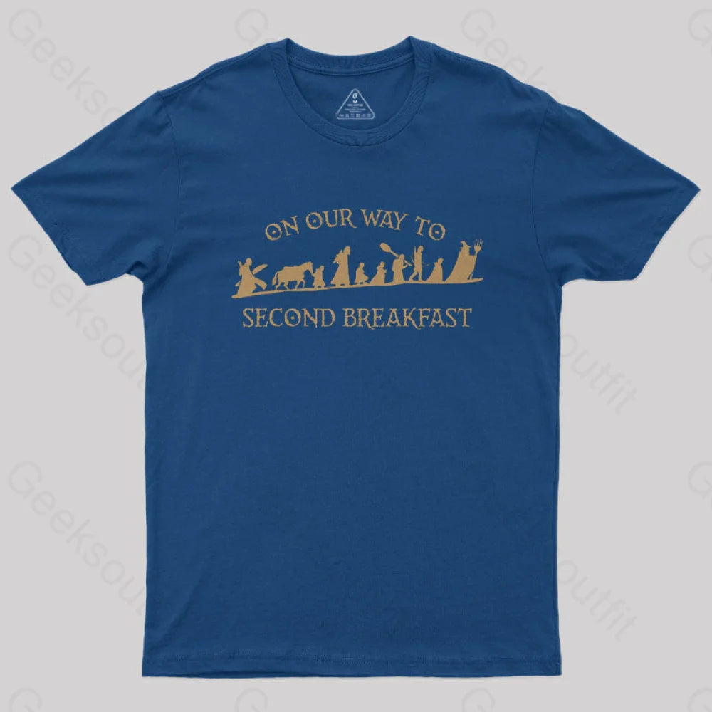 On Our Way To Second Breakfast Geek T-Shirt Navy / S