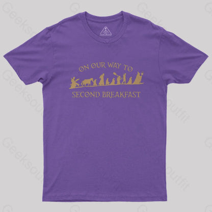 On Our Way To Second Breakfast Geek T-Shirt Purple / S