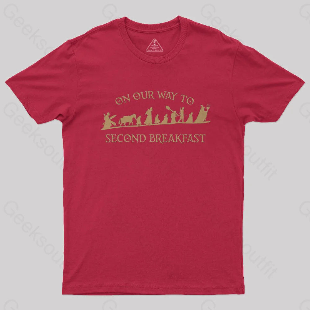 On Our Way To Second Breakfast Geek T-Shirt Red / S