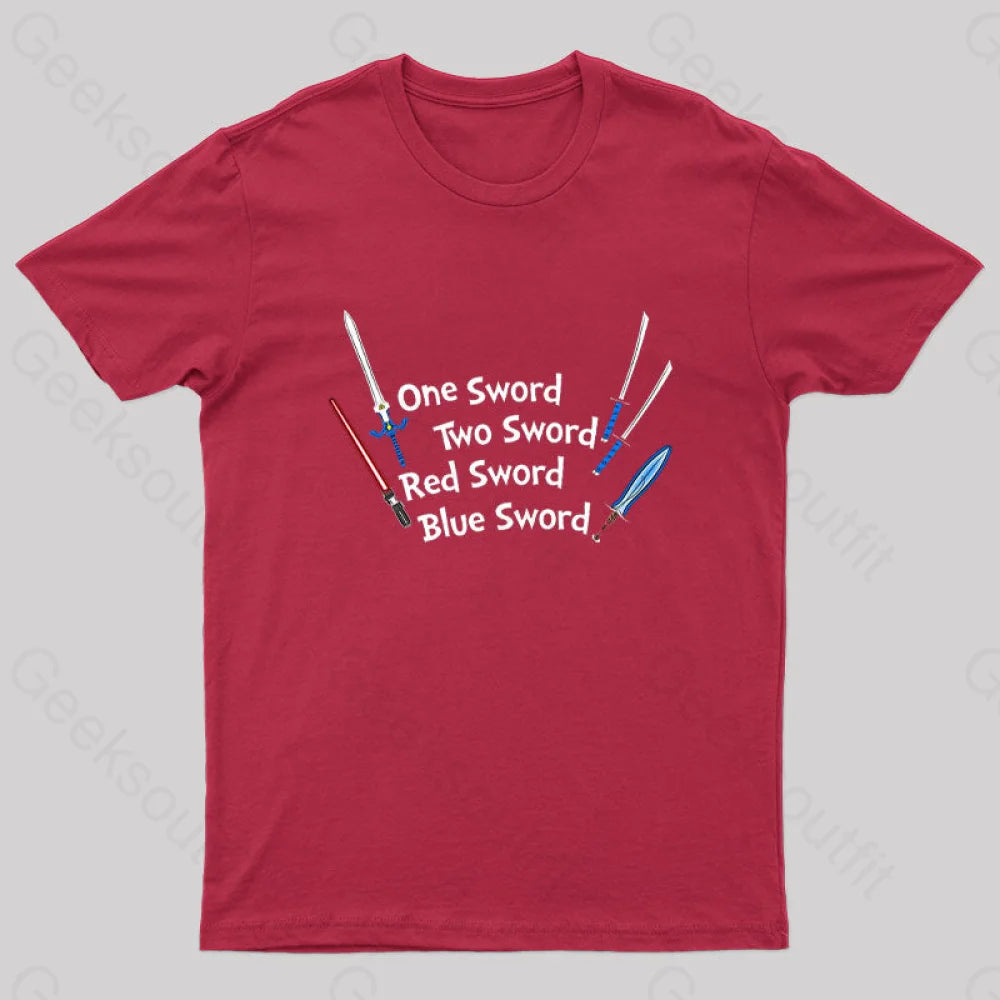 One Sword Two Red Blue Geek T-Shirt / S