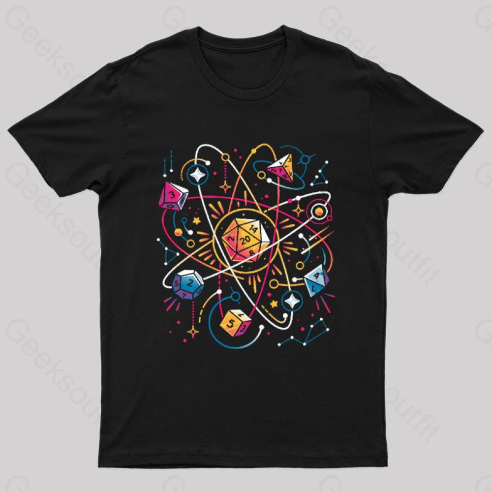 Orbital Atomic Dice Geek T-Shirt Black / S