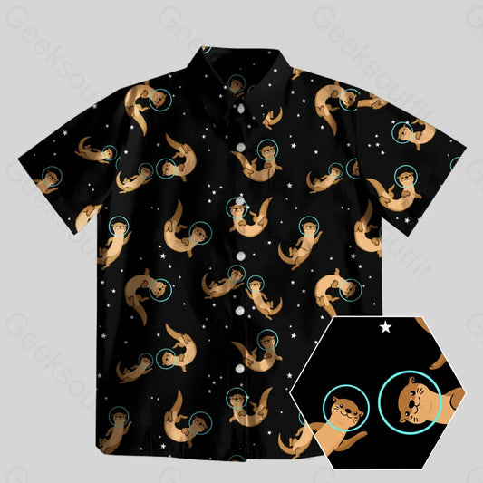 Otter Astronaut Button Up Pocket Shirt - Geeksoutfit