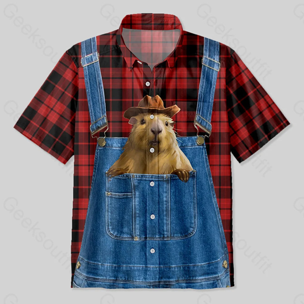 Overalls Capybara Button Up Pocket Shirt Up / S Bus609 Yc