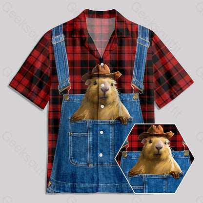 Overalls Capybara Button Up Pocket Shirt Yc