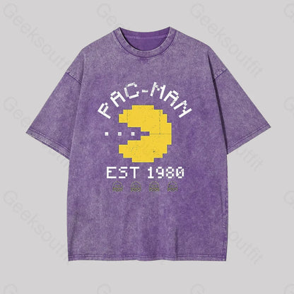 Pac Man Est 1980 Geek Washed T-Shirt Purple / S