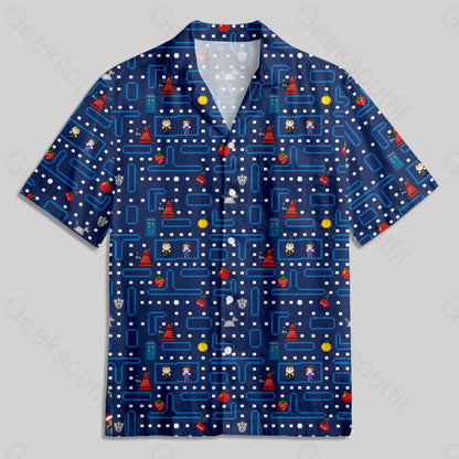 Pac-Man Map And Doctor Who Button Up Pocket Shirt Hawaiian / S Bus697 Yc