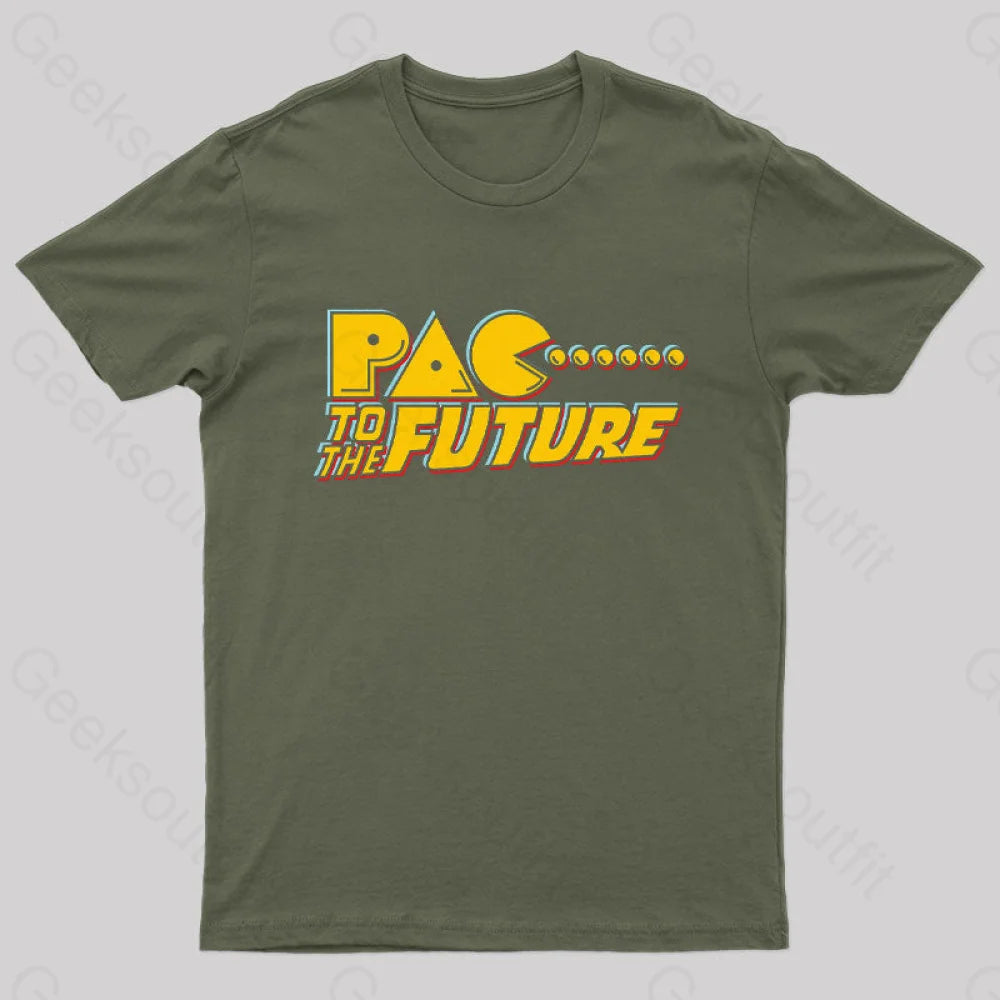 Pac To The Future Geek T-Shirt Army Green / S