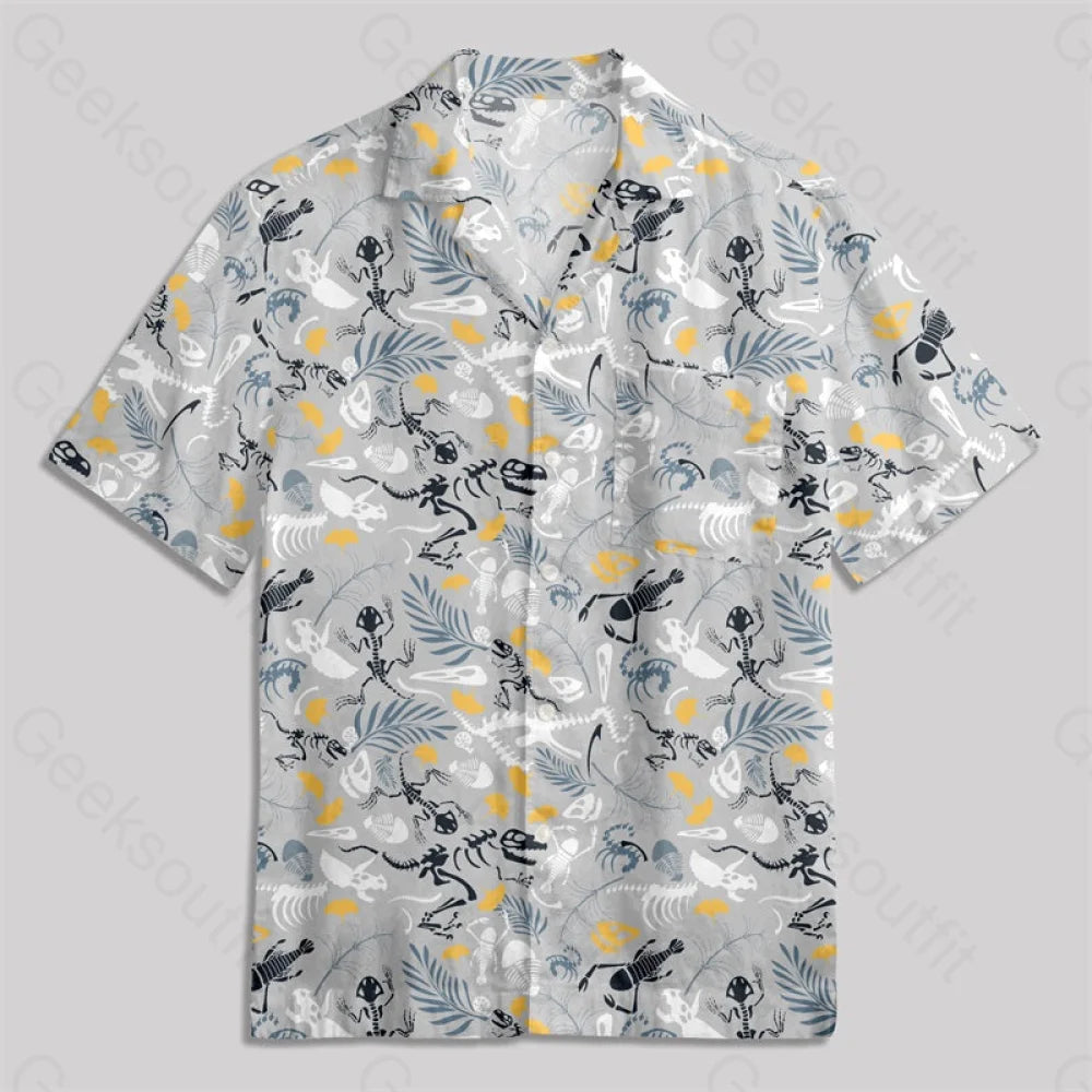 Paleontological Fossils Button Up Pocket Shirt Hawaiian / S Bus412 Yc