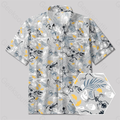 Paleontological Fossils Button Up Pocket Shirt Yc