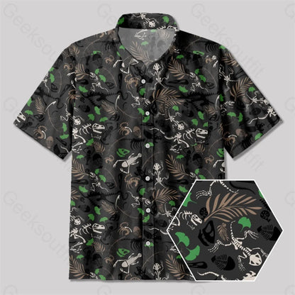 Paleontological Fossils Button Up Pocket Shirt Yc