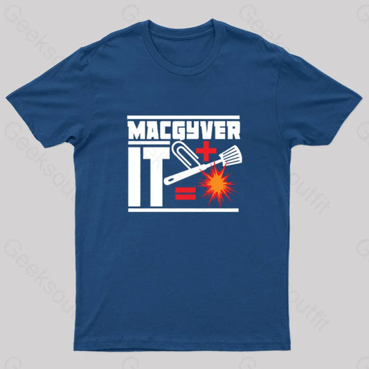 Paperclip Plus Spatula Equals Explosion Nerd T-Shirt Navy / S