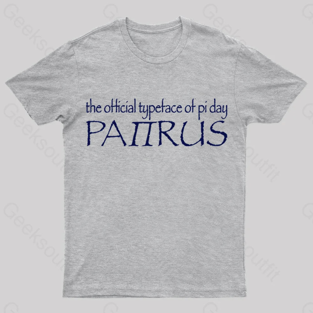 Papyrus The Official Typeface Of Pi Day Geek T-Shirt Grey / S