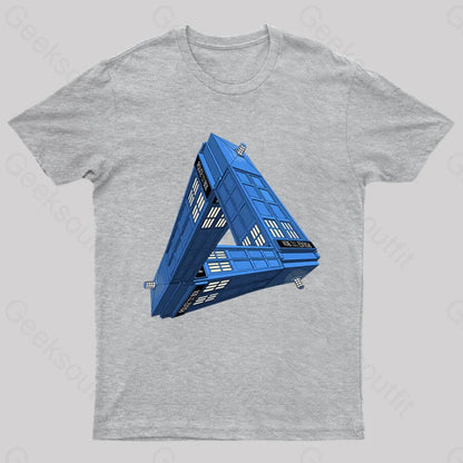 Paradoxical Space And Doctor Who Phone Box T-Shirt Grey / S Yc