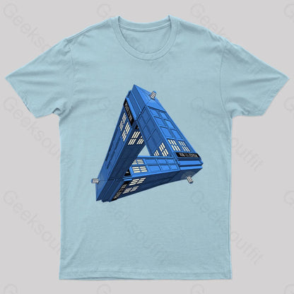 Paradoxical Space And Doctor Who Phone Box T-Shirt Light Blue / S Yc